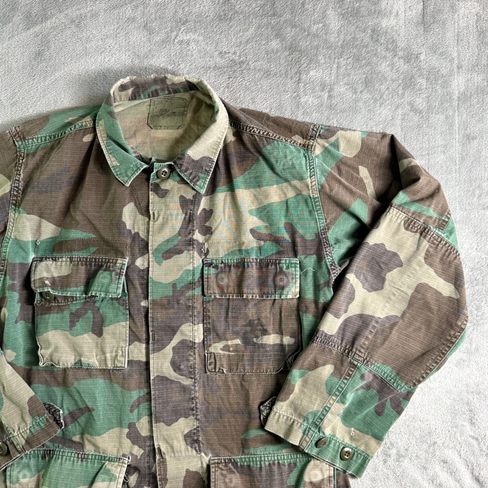 US Military Field Jacket Mens Small Long Woodland Camo Ripstop Combat Utility